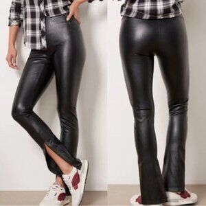 NEW NWT SPANX FAUX LEATHER LIKE FRONT SLIT HIGH RISE STRETCH LEGGINGS PANTS sz L